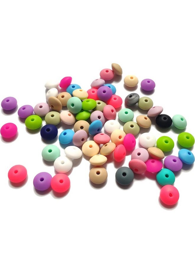 metulip 125 Pcs 12Mm Silicone Abacus Beads Mix Color Lentil Beads Saucer Beads Loose Spacer Beads For Keychain Making Bracelet Necklace Diy Craft Beads Silicone Beads  - Image 1