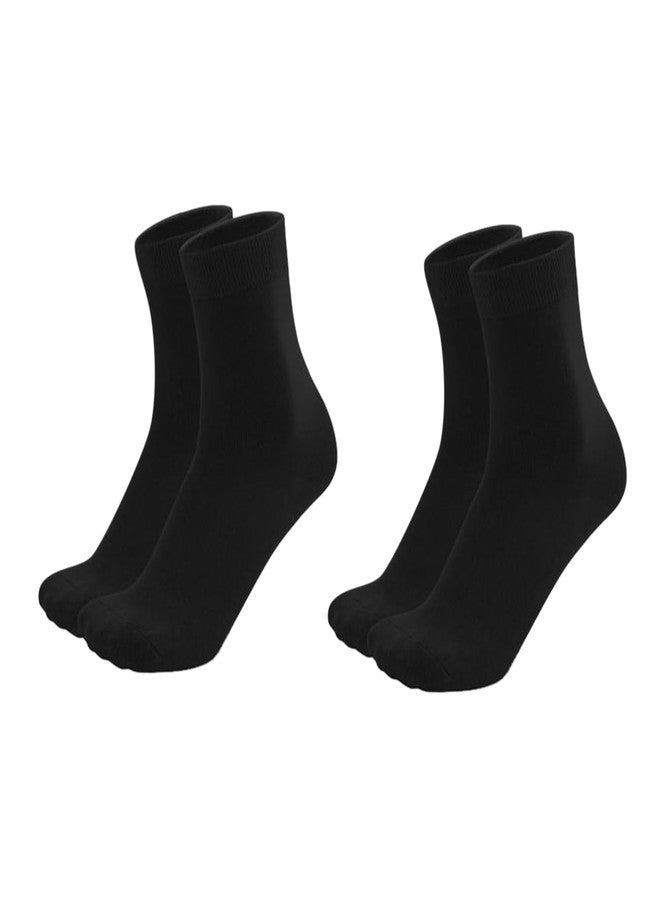 MUKHAKSH (Pack of 2 Pairs = 4 Socks Boys Cotton Black Ankle Length Sports Socks Cricket Badminton Football Tennis Athletics Socks