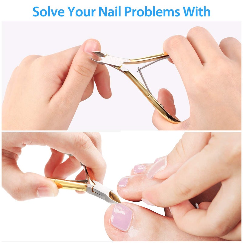 Mudder 3 Packs Cuticle Nippers Cutter Tool Stainless Steel Nail Cuticle Trimmer Remover with Pointed Blade Scissors Pedicure Manicure Tool for Fingernails Nails Care and Toenails(Gold) - Image 4