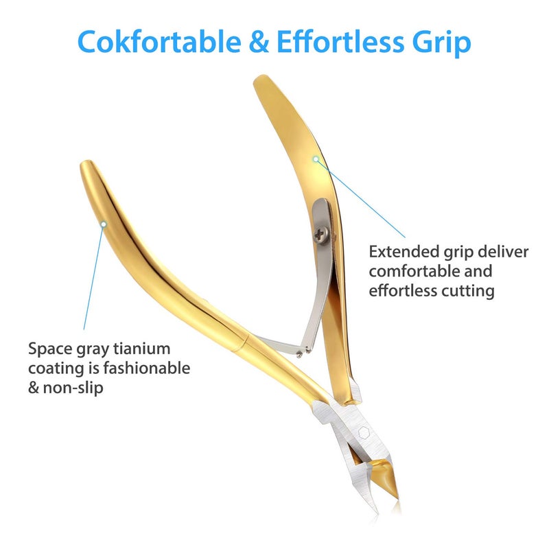 Mudder 3 Packs Cuticle Nippers Cutter Tool Stainless Steel Nail Cuticle Trimmer Remover with Pointed Blade Scissors Pedicure Manicure Tool for Fingernails Nails Care and Toenails(Gold) - Image 5