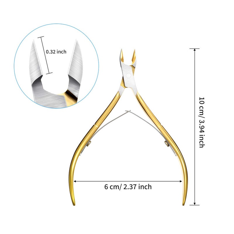 Mudder 3 Packs Cuticle Nippers Cutter Tool Stainless Steel Nail Cuticle Trimmer Remover with Pointed Blade Scissors Pedicure Manicure Tool for Fingernails Nails Care and Toenails(Gold) - Image 2