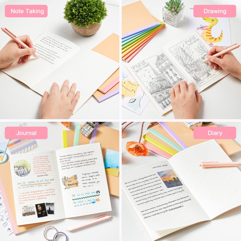 feela 16 Pack Composition Notebook Bulk, Kraft Cover Lined Blank College Ruled Travel Journals with Pastel Color Spine For Women Students Office, 60 Pages, 8.3â€x 5.5â€, A5, 8 Pastel Colors - Image 5