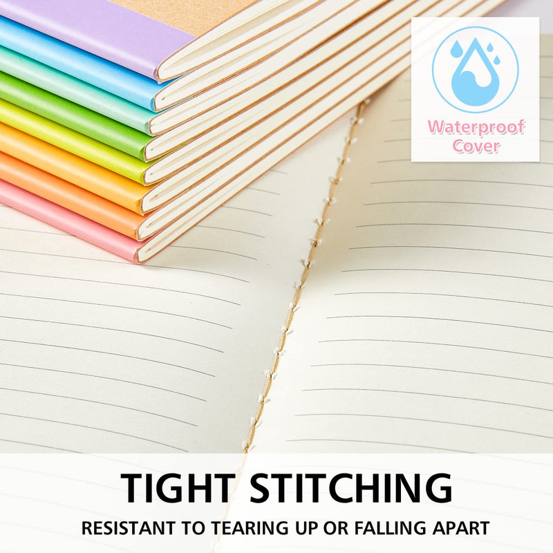 feela 16 Pack Composition Notebook Bulk, Kraft Cover Lined Blank College Ruled Travel Journals with Pastel Color Spine For Women Students Office, 60 Pages, 8.3â€x 5.5â€, A5, 8 Pastel Colors - Image 4