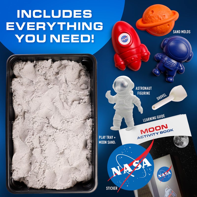 Blue Marble NASA Moon Sand Activity Kit â€“ STEM Educational Sensory Bin Filler with 1.5 lbs Moon Sand, Play Tray, Space Molds, Astronaut Figure, Shovel, NASA Sticker, Activity Booklet & Learning Guide - Image 5