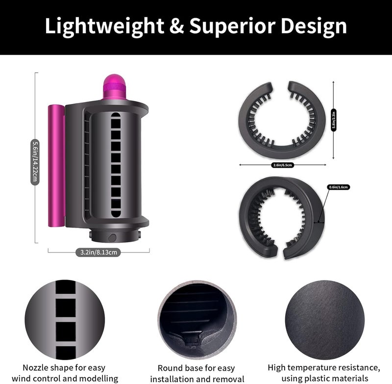 Esctabalt فوهة ملحق الطيران، ملحق فرشاة تنظيف الفلتر لمجفف الشعر Dyson Airwrap Styler HS01 HS05، ملحق مجفف الشعر، تنعيم، بلاستيك، كهربائي سلكي، متوافق مع جميع أنواع الشعر - Image 3