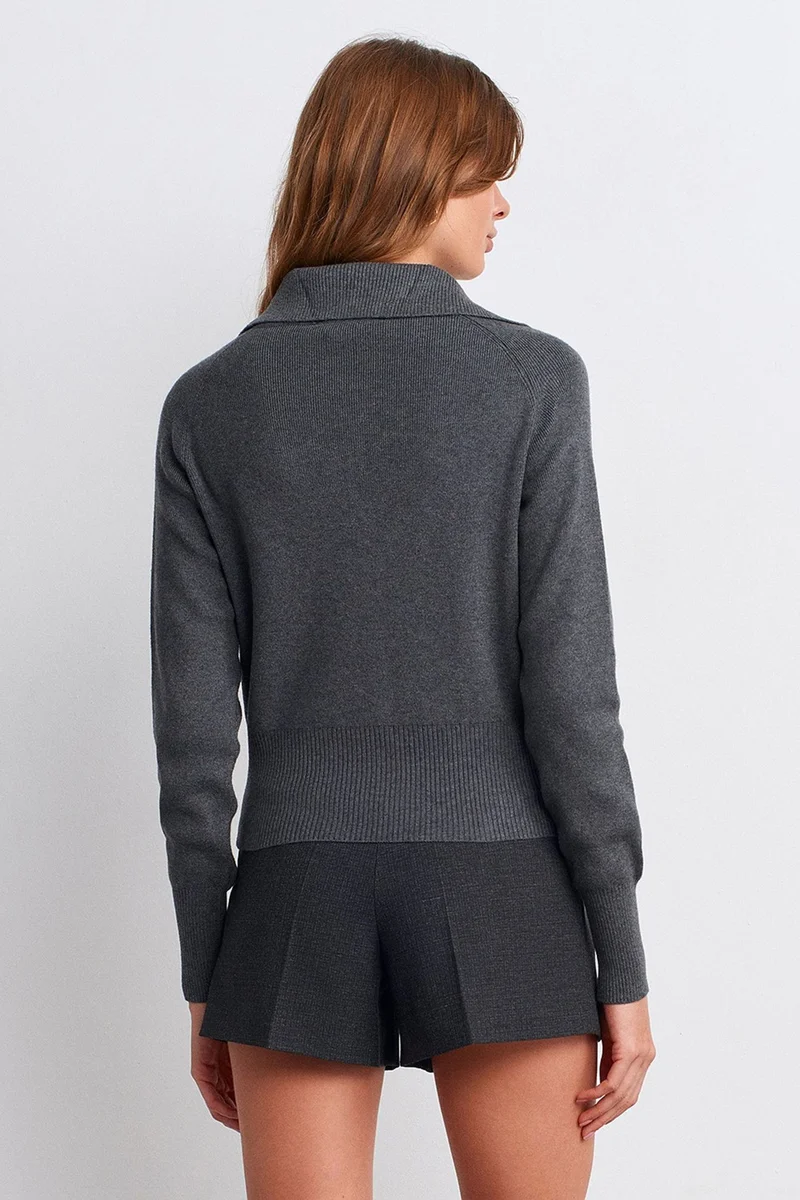 Dilvin Light Grey DILVIN Women's Acrylic Wool Blend Sweater for Women | Best Price UAE