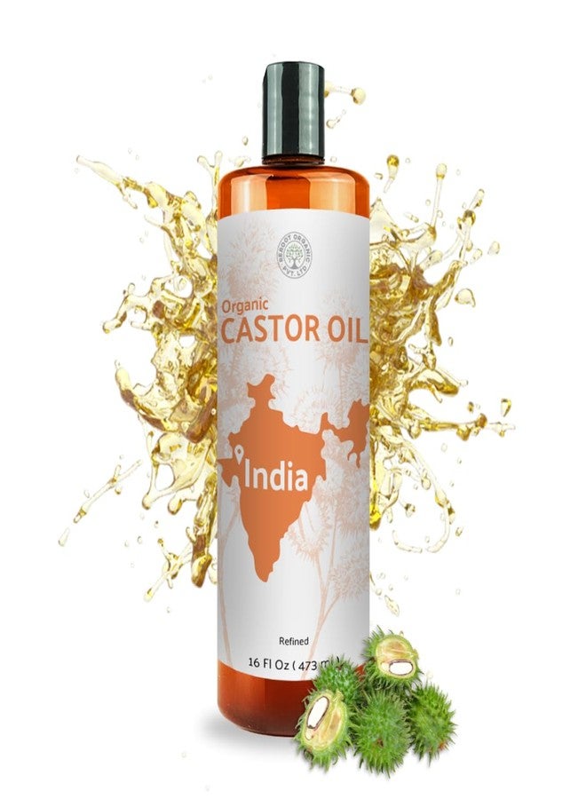 Nature Packaged Organic Castor Oil Direct From India - Cold Pressed Castor Oil For Face, Hair Growth, Eyelash Serum, Eyebrow - Skin and Face Moisturizer and Detox - Hexane Free (16 oz) - Image 1