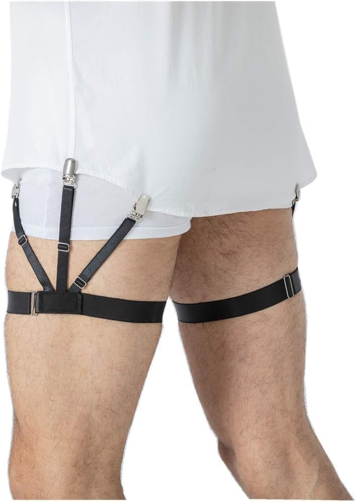 SHYAM EXPORT Men's Adjustable Shirt Stays - Premium Elastic Shirt Holders & Garters | Non-Slip Locking Clamps | Slim Fit Crease-Resistant Suspenders for a Sharp & Tucked Look - Image 1