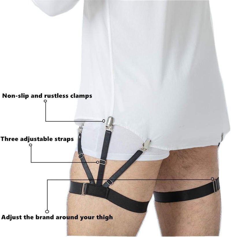 SHYAM EXPORT Men's Adjustable Shirt Stays - Premium Elastic Shirt Holders & Garters | Non-Slip Locking Clamps | Slim Fit Crease-Resistant Suspenders for a Sharp & Tucked Look - Image 3