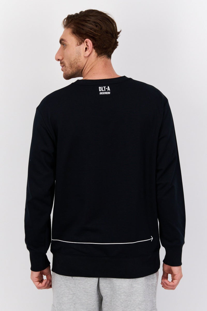 SKECHERS Men Sportwear Fit Graphic Print  Long Sleeves Outdoor Sweatshirt, Black - Image 3