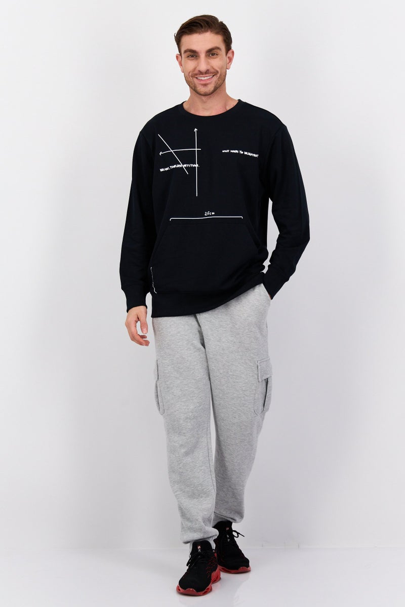 SKECHERS Men Sportwear Fit Graphic Print  Long Sleeves Outdoor Sweatshirt, Black - Image 4