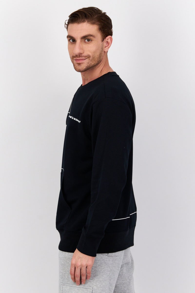 SKECHERS Men Sportwear Fit Graphic Print  Long Sleeves Outdoor Sweatshirt, Black - Image 2