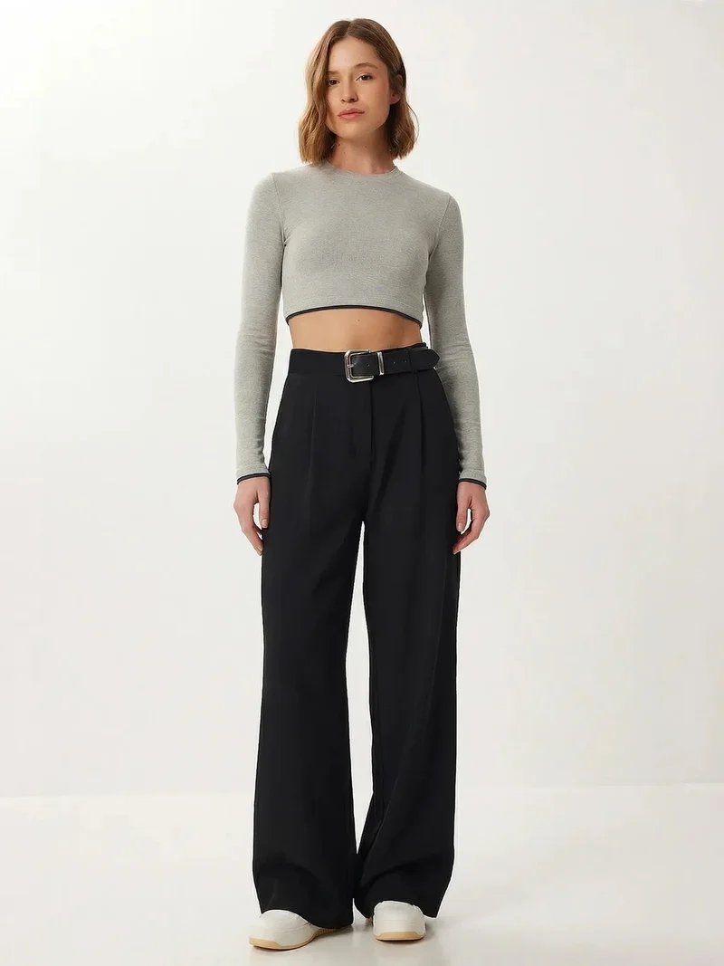 السعادة في إسطنبول ISTANBUL High Waist Wide Leg Palazzo Trousers with Belt