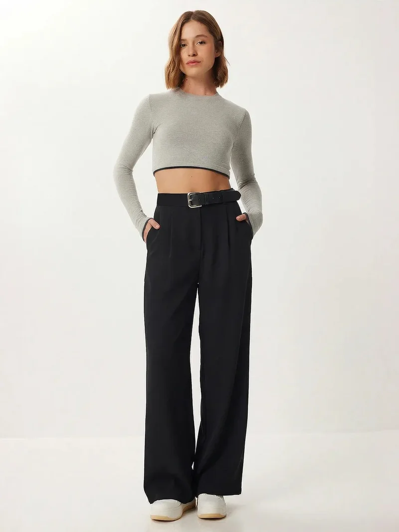 السعادة في إسطنبول ISTANBUL High Waist Wide Leg Palazzo Trousers with Belt