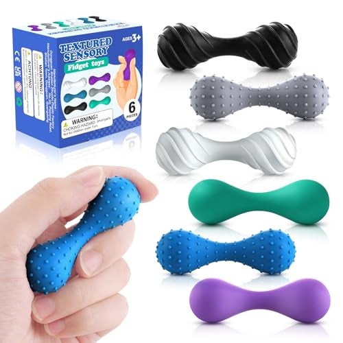 SMALL FISH Fidget Toys for Adults Kids 6 Pack Textured Sensory Fidget Toys Quiet Stress Relief Squeeze Fidgets for Anxiety Autism ADHD Small Desk Toy for Office Classroom Travel Easter Basket Stuffers - Image 1