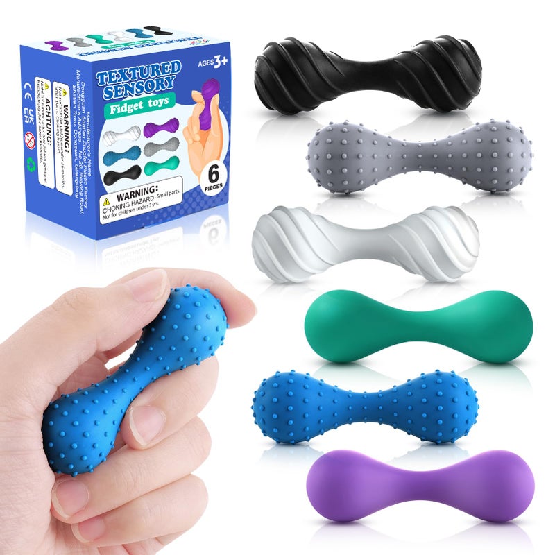 SMALL FISH Fidget Toys for Adults Kids 6 Pack Textured Sensory Fidget Toys Quiet Stress Relief Squeeze Fidgets for Anxiety Autism ADHD Small Desk Toy for Office Classroom Travel Easter Basket Stuffers - Image 3