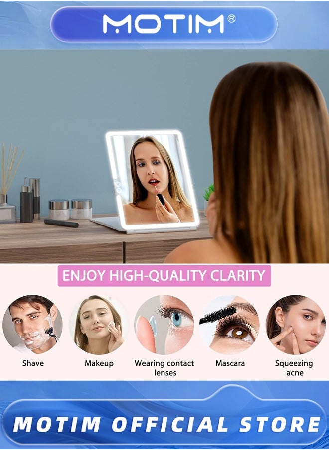 Motim Rechargeable Travel Makeup Mirror with 72 Led Lights Touch Screen Three Colors Dimmable(White)  - Image 2