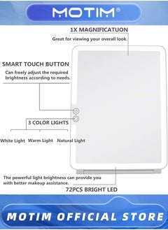 Rechargeable Travel Makeup Mirror with 72 Led Lights Touch Screen Three Colors Dimmable(White) - pzsku/Z9B50CEB84B4A64F112CCZ/45/_/1740378904/ae27c891-1ffe-4b43-87c0-74e5b31e625d