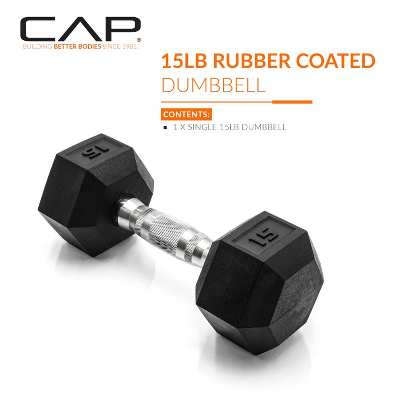 CAP Barbell 15 LB Coated Hex Dumbbell Weight, New Edition - Image 2