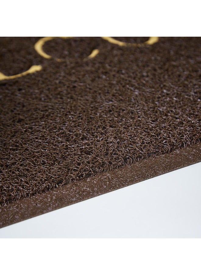 Durable Embossed Welcome Door Mat Low Profile Floor Mat Front Doormat Indoor Outdoor Doormat Non Slip Rugs for Entryway Brown 60x40cm - Image 3