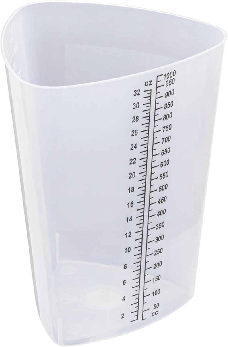 Vakly Plastic Graduated Triangular Intake Output Container [10 Pack] 32 Ounce Three-Sided Translucent Laboratory Beaker for Measuring and Mixing - Clear Markings in oz and cc - for Specimen, Paint and Epoxy - Image 5