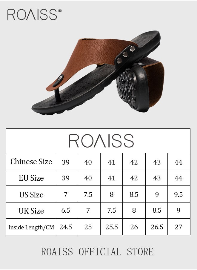roaiss - Eva Sandals for Men Light and Breathable Beach Flip Flops Non Slip Slippers Leather Casual T Shaped Slipper - Image 1