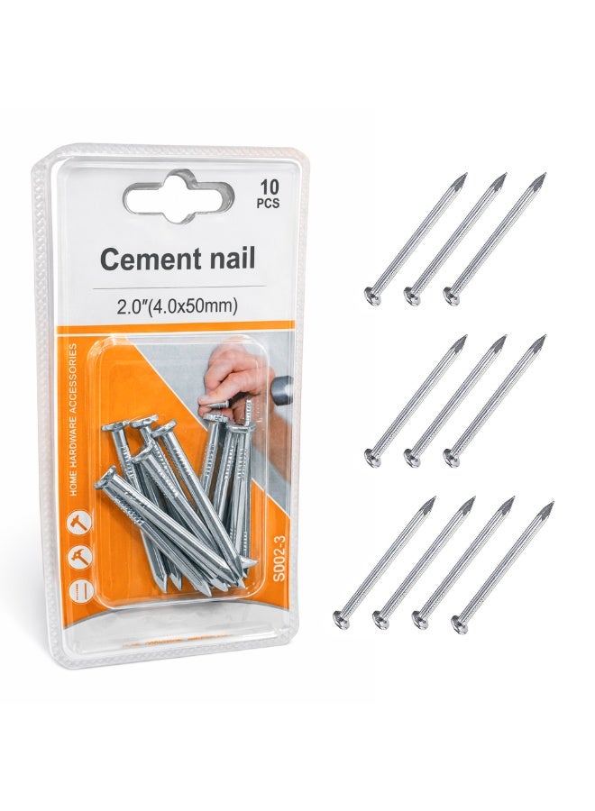 4.0x50mm Wall Cement Nails 10PCS – Heavy Duty Carbon Steel Concrete Nails for Wall Hanging, Masonry Mounting, Woodworking and Home Maintenance - Image 1