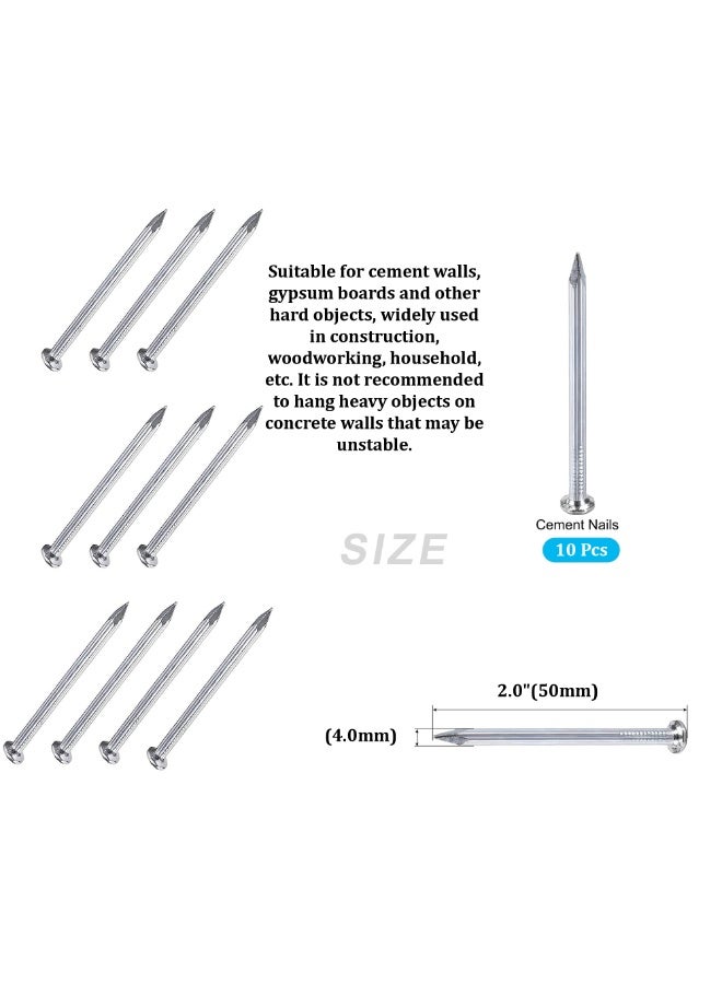 4.0x50mm Wall Cement Nails 10PCS – Heavy Duty Carbon Steel Concrete Nails for Wall Hanging, Masonry Mounting, Woodworking and Home Maintenance - Image 2