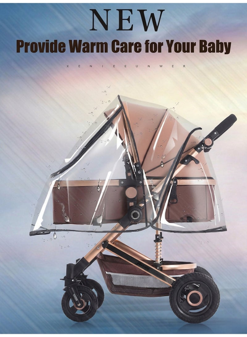 غطاء مطر عالمي لعربة الأطفال – واقٍ شفاف من مادة EVA مقاوم للماء والرياح، يناسب 99٪ من عربات الأطفال للاستخدام الخارجي - Image 3