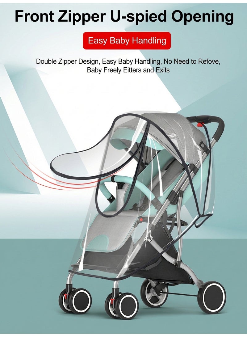 غطاء مطر عالمي لعربة الأطفال – واقٍ شفاف من مادة EVA مقاوم للماء والرياح، يناسب 99٪ من عربات الأطفال للاستخدام الخارجي - Image 1