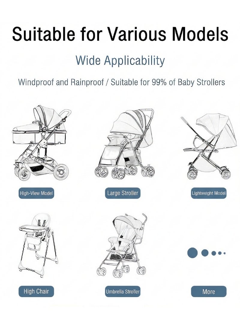 غطاء مطر عالمي لعربة الأطفال – واقٍ شفاف من مادة EVA مقاوم للماء والرياح، يناسب 99٪ من عربات الأطفال للاستخدام الخارجي - Image 4