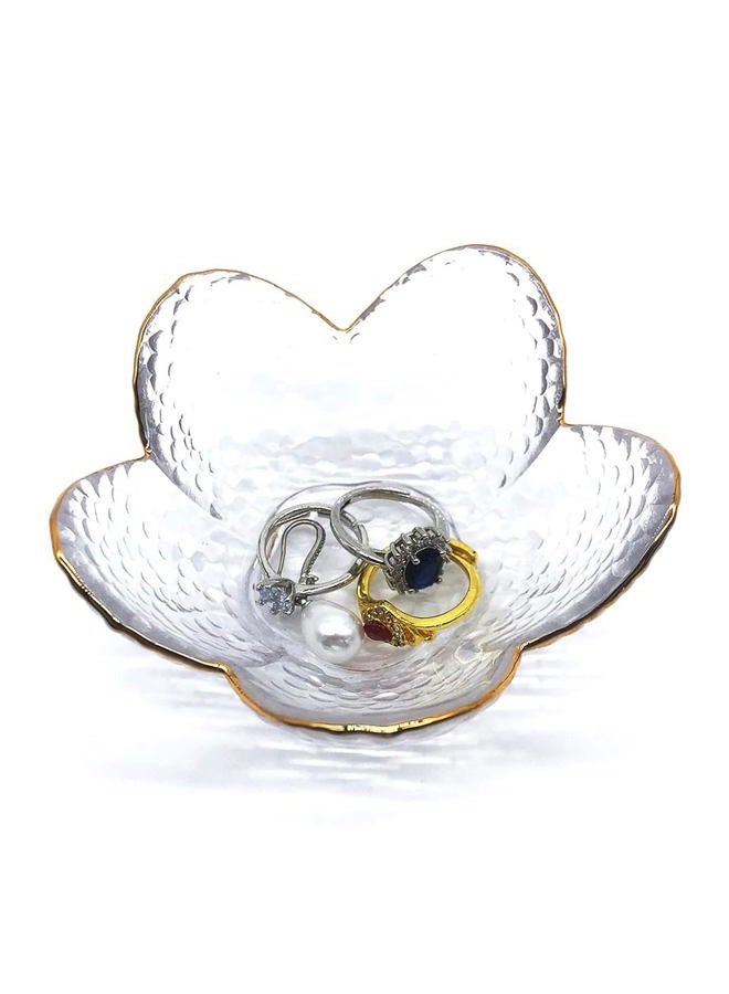 BESSKON Small Ring Dish Jewelry Bowl, Glass Jewelry Dish Trinket Bowl, Crystal Ring Holder Dish Jewelry Plate, Nightstand Decor Jewelry Holder Dish, Engagement Gift Jewelry Tray Dish for Rings, Keys - Image 1