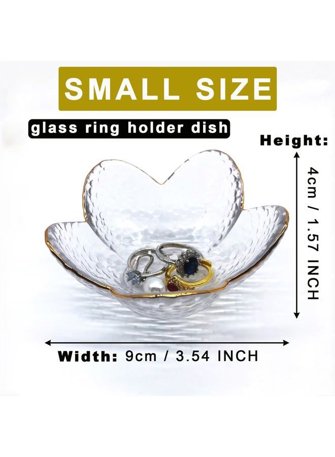 BESSKON Small Ring Dish Jewelry Bowl, Glass Jewelry Dish Trinket Bowl, Crystal Ring Holder Dish Jewelry Plate, Nightstand Decor Jewelry Holder Dish, Engagement Gift Jewelry Tray Dish for Rings, Keys - Image 2