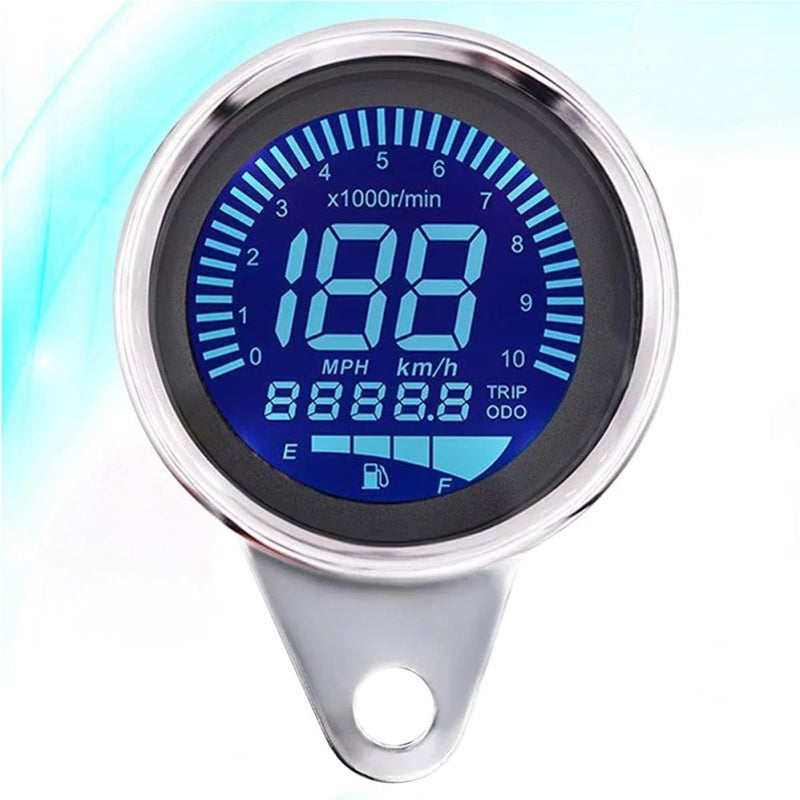 Universal Digital Motorcycle Odometer Tachometer Retro Compact Gauge Black - Image 5