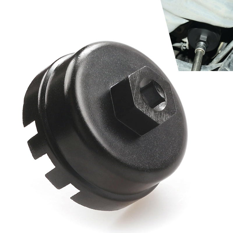 Zikefest Oil Filter Wrench 6 Slots 14 Flutes Oil Filter Removal Tool 64mm Oil Filter Cap Wrench for 4 Runner RAV4 Highlander and More Fits 2557L Engine Black - Image 3