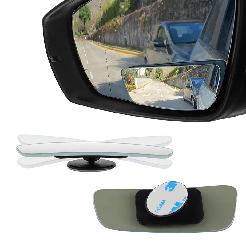 LivTee Blind Spot Mirror Rectangular Shaped HD Glass Frameless Convex Rear View Mirror with wide angle Adjustable Stick for Cars SUV and Trucks Pack of 2