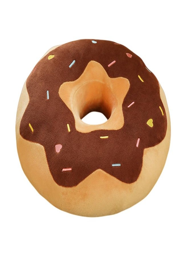 YUDONG Round Donut Pillow 15 Inches Soft Plush Funny Food Stuffed Decor Seat Pad Cushion for Couch Chair Floor Sofa (Brown Yellow) - Image 1