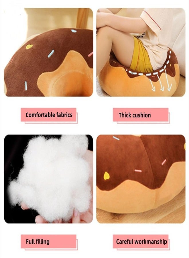 YUDONG Round Donut Pillow 15 Inches Soft Plush Funny Food Stuffed Decor Seat Pad Cushion for Couch Chair Floor Sofa (Brown Yellow) - Image 4