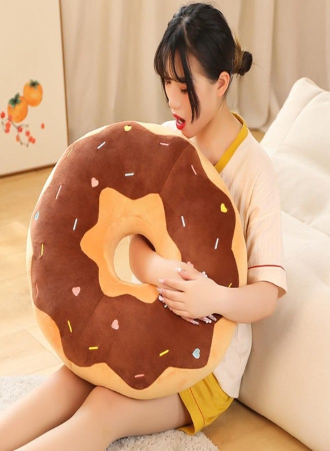 YUDONG Round Donut Pillow 15 Inches Soft Plush Funny Food Stuffed Decor Seat Pad Cushion for Couch Chair Floor Sofa (Brown Yellow) - Image 3