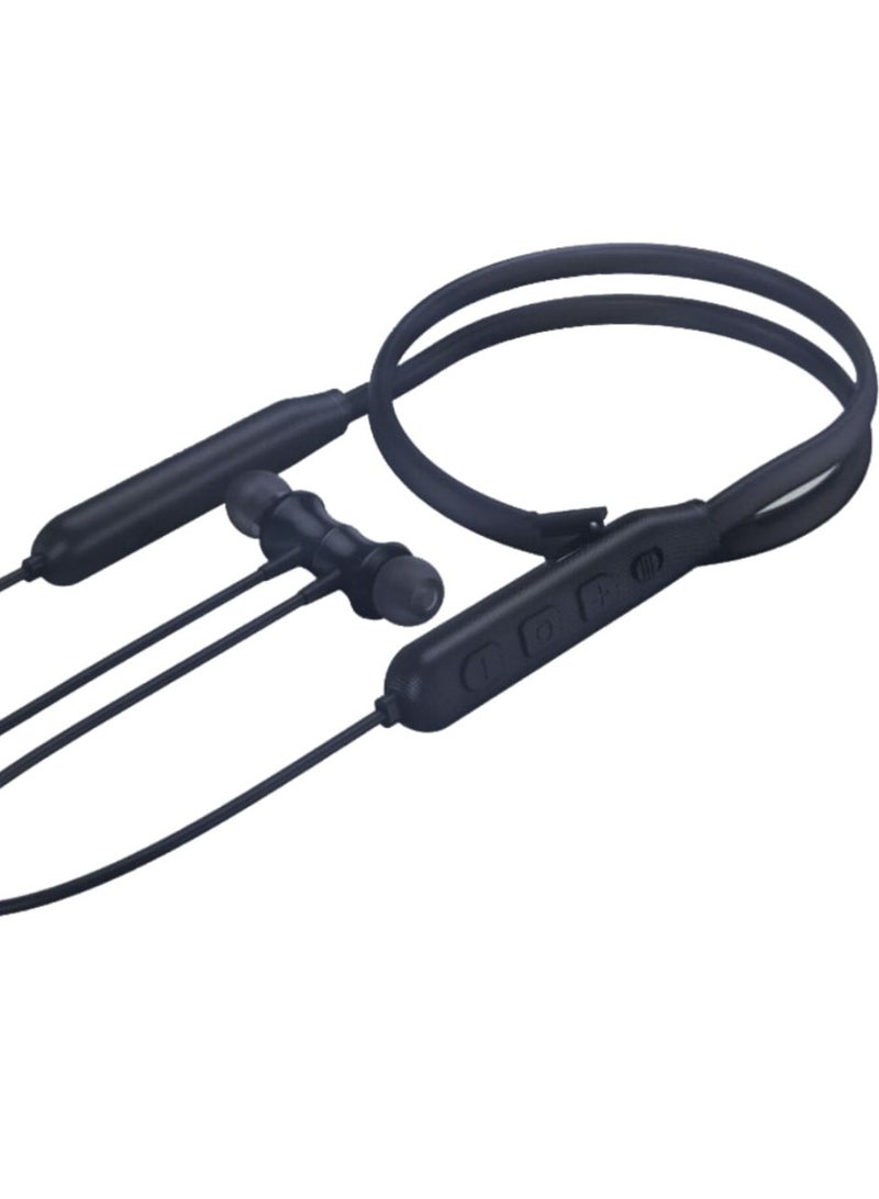 وولف سماعات أذن رياضية لاسلكية حول الرقبة Flex Buzz True bass Sound مع ميكروفون وبلوتوث 5.0 ومقاومة للماء باللون الأسود لمدة تصل إلى 30 ساعة - Image 1