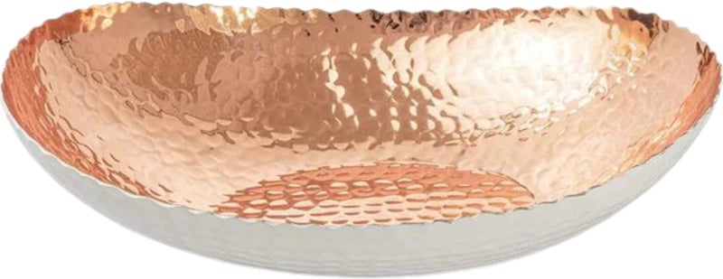 Monarch Abode Hand Hammered Decorative Bowl for Home Decor 1275Inch White and Copper Plated  Key Bowl for Entryway Table Catch All Decorative Fruit Basin Key Holder Bowls for Home Decor
