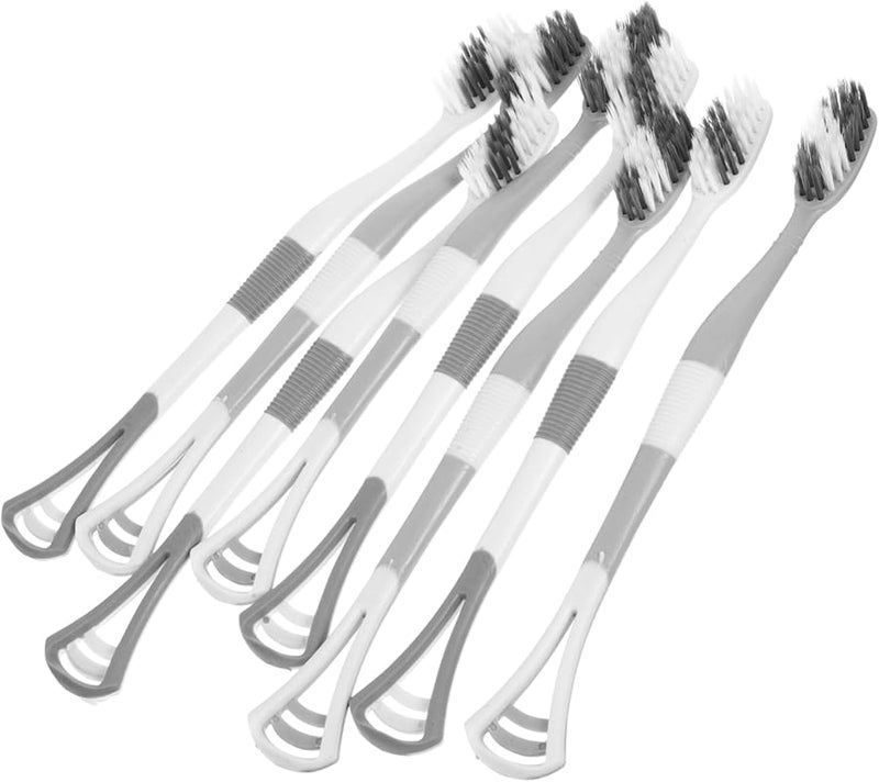 8Pcs Soft Head Toothbrush Set With Tongue Scraper For Adults Kids Travel - Image 2
