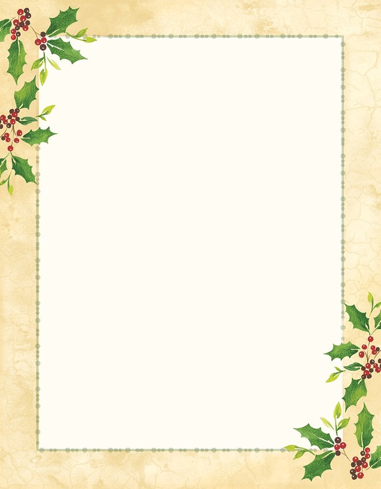 Great Papers Falling Holly Imprintable Stationery 85 x 11 Pack of 80 2015049