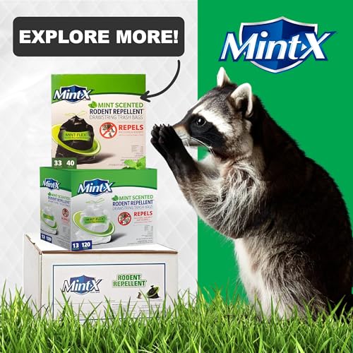 Mint-X Rodent Repellent Outdoor Home and Industrial Trash Bags with Drawstring & Mint-Flex Technology; 33 Gallon, 90 Count, Black - Image 5