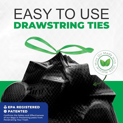 Mint-X Rodent Repellent Outdoor Home and Industrial Trash Bags with Drawstring & Mint-Flex Technology; 33 Gallon, 90 Count, Black - Image 2