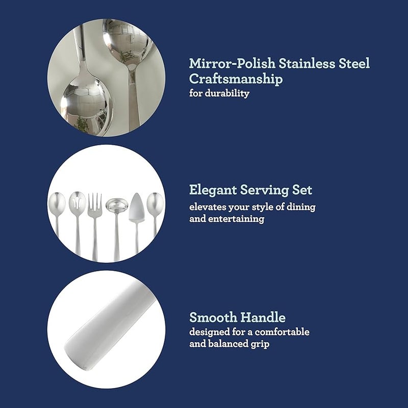 Oster Eastleigh 6 Piece Stainless Steel Hostess Flatware Serving Utensil Set - Image 4