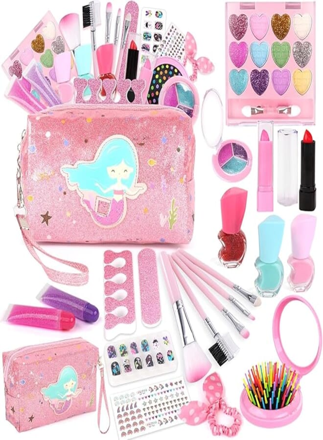 Fantastic-Kids-Toys Kids Makeup Kit Real Washable Kids Makeup Set Pretend Play for Girls, Toddler Girls Makeup Princess Birthday Gift for Girls Age 5 6 8 9 