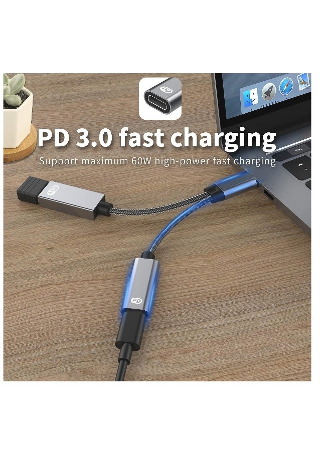 محول USB C إلى USB وكابل شحن OTG 2 في 1 مع موزع USB-C بقوة شحن سريعة 60 واط Type C OTG ومنفذ USB A أنثوي متوافق مع Chromecast و Google TV و iPad Pro - Image 2
