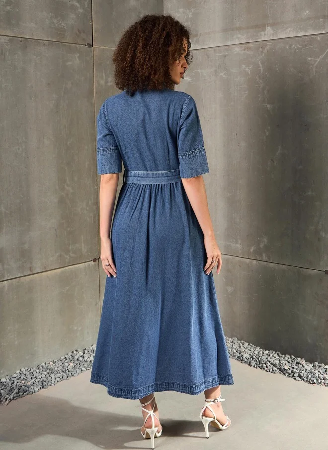 SASSAFRAS Denim Maxi Dress for Women