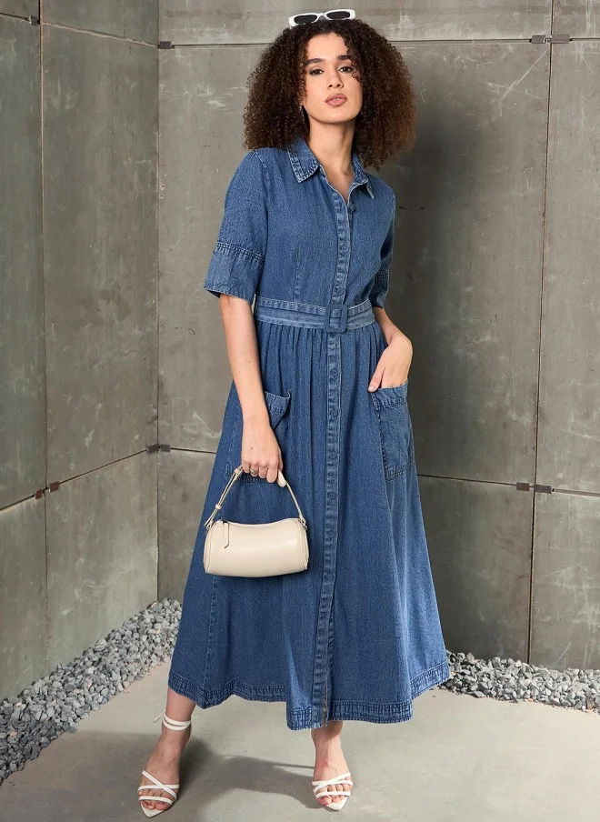 SASSAFRAS Denim Maxi Dress for Women